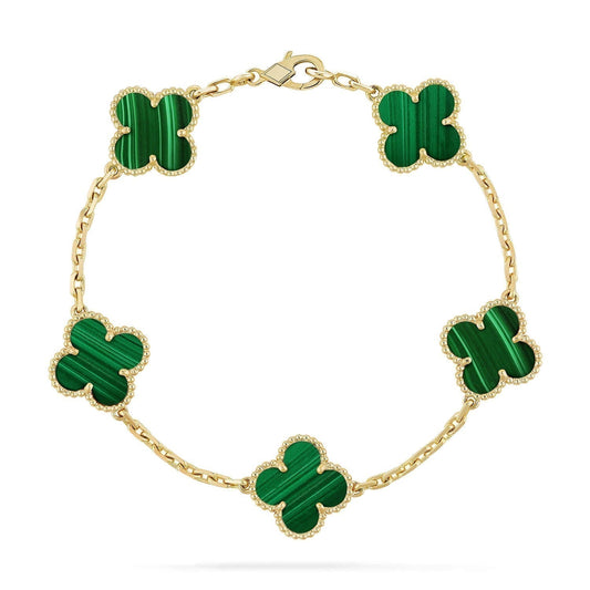 [CharmAmor]CLOVER 5 MOTIFS MALACHITE BRACELET