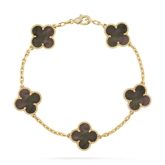 [CharmAmor]CLOVER 5 MOTIF GRAY MOP  BRACELET