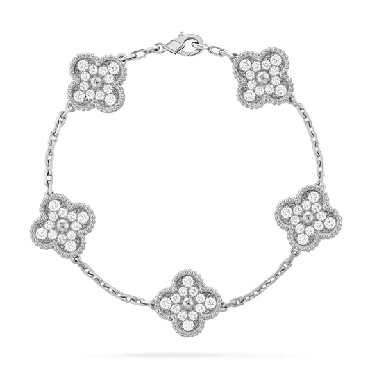 [CharmAmor]CLOVER 5 MOTIFS  DIAMOND BRACELET SILVER
