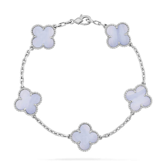 [CharmAmor]CLOVER  5 MOTIF PURPLE CHALCEDONY BRACELET SILVER
