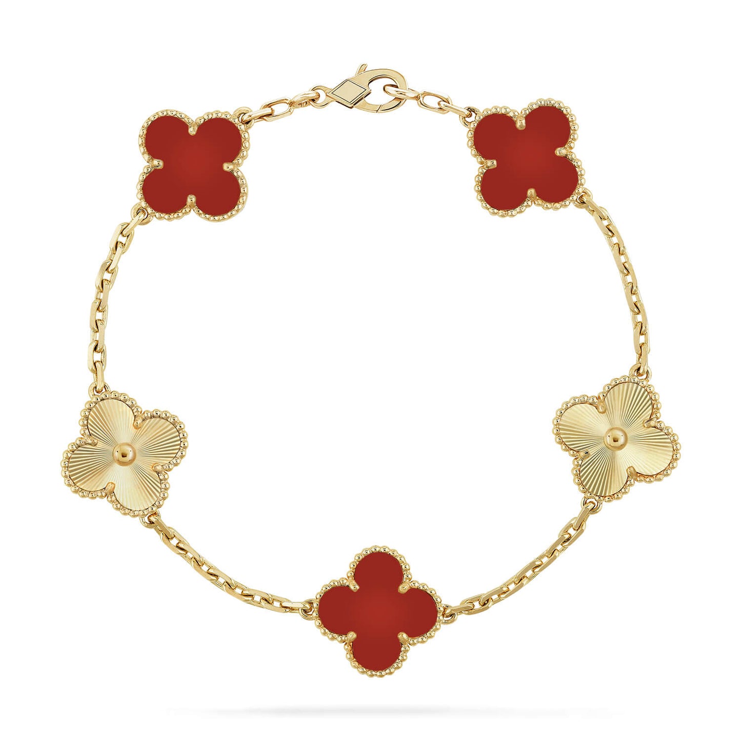 [CharmAmor]CLOVER  5 MOTIFS CARNELIAN GOLD BRACELET