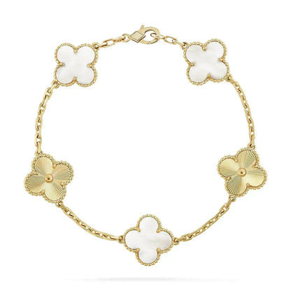 [CharmAmor]CLOVER BRACELET 5 MOTIF WHITE MOP PINK GOLD