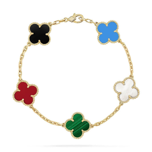 [CharmAmor] CLOVER 5 MOTIFS MULTICOLOR BRACELET