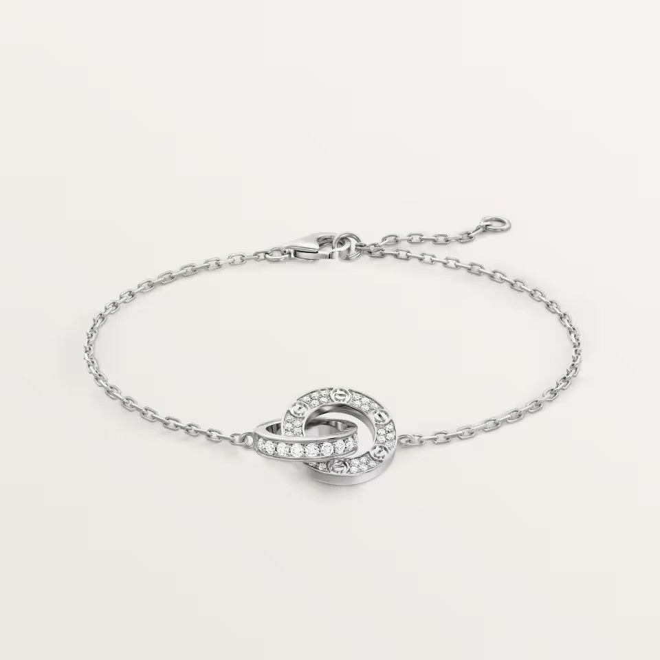 [CharmAmor]LOVE DOUBLE RING FULL DIAMOND BRACELET