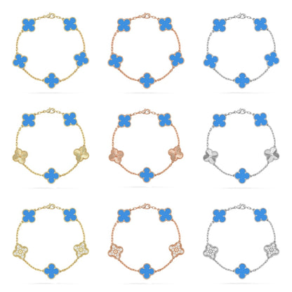 [CharmAmor] CLOVER 5 MOTIF BLUE AGATE BRACELET COLLECTION