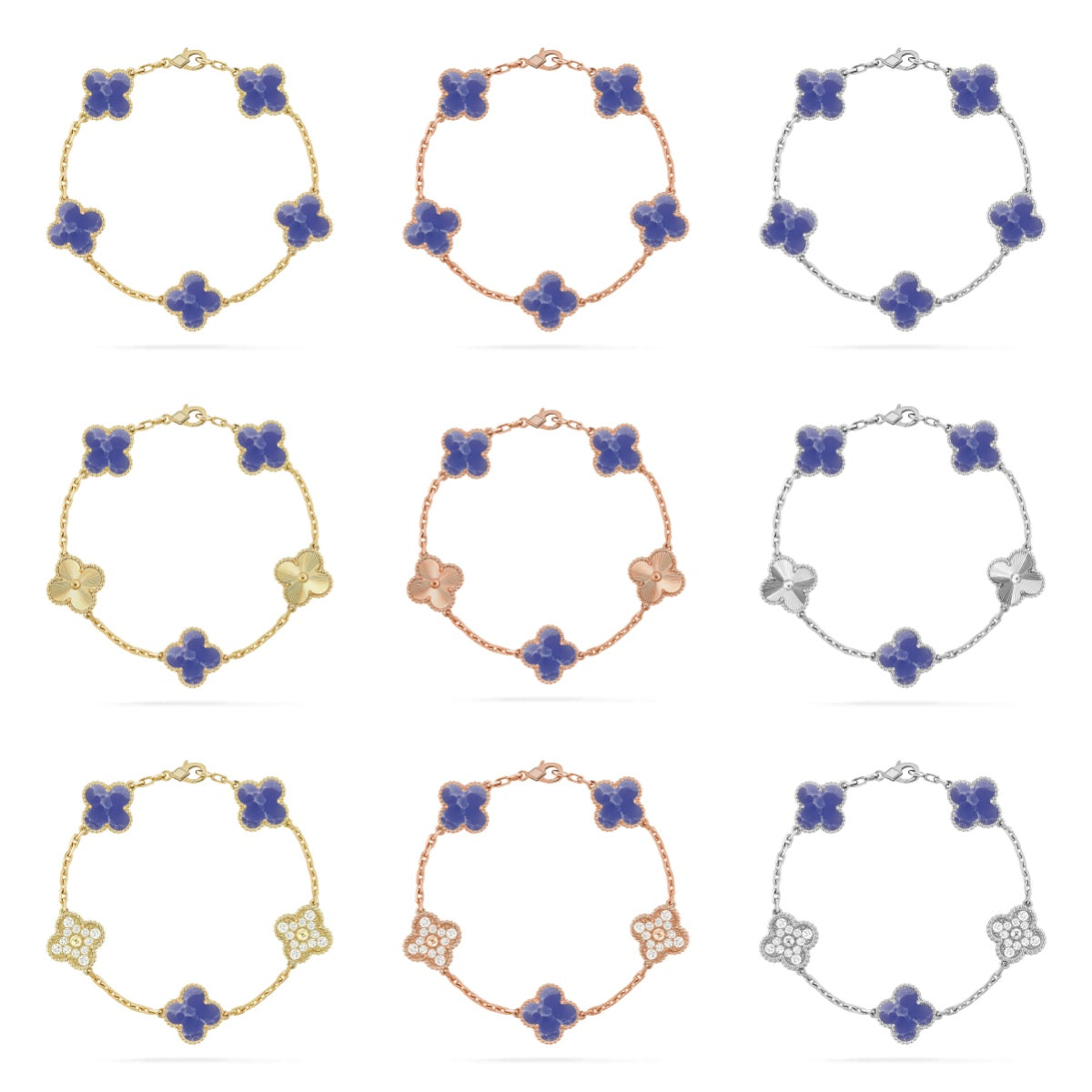 [CharmAmor] CLOVER 5 MOTIF BLUE VEINS BRACELET COLLECTION