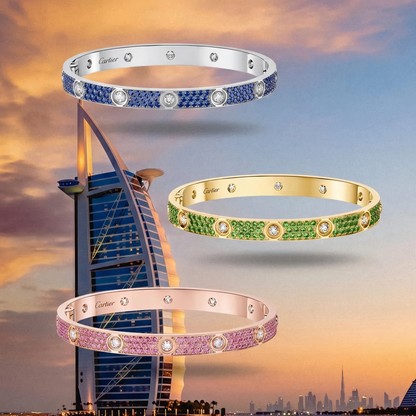[CharmAmor]2026 PAVE GEMSTONE LOVE BRACELET 6.1MM 10 DIAMONDS