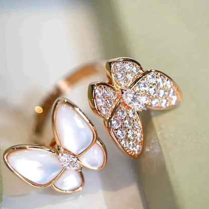 [CharmAmor]TWIN BUTTERFLY DIAMOND MOP RING