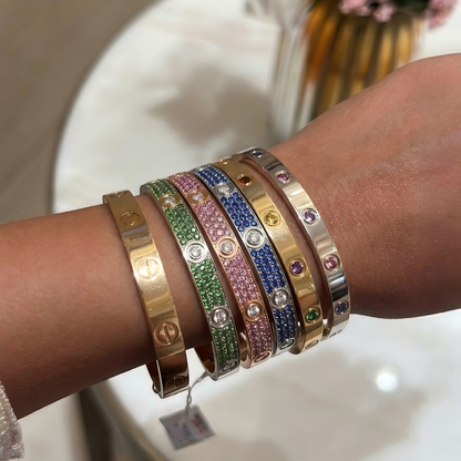 [CharmAmor]2026 PAVE GEMSTONE LOVE BRACELET 6.1MM 10 DIAMONDS
