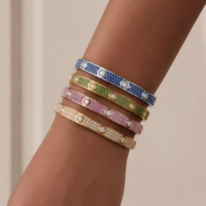 [CharmAmor]2026 PAVE GEMSTONE LOVE BRACELET 6.1MM 10 DIAMONDS
