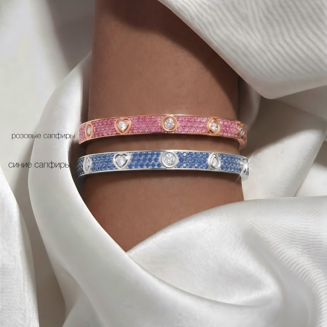 [CharmAmor]2026 PAVE GEMSTONE LOVE BRACELET 6.1MM 10 DIAMONDS