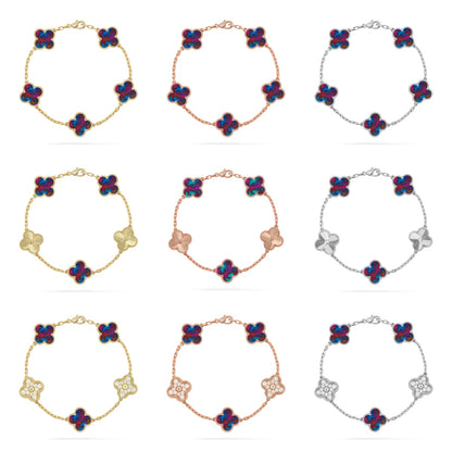 [CharmAmor] CLOVER 5 MOTIF COLOR GEMSTONES BRACELET COLLECTION