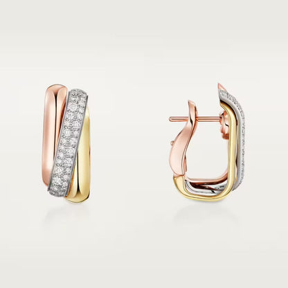 [CharmAmor]TRINITY HALF DIAMOND  CUSHION EARRINGS