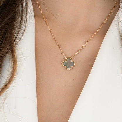 [CharmAmor]CLOVER 15MM  GRAY MOTHER OF PEARL NECKLACE
