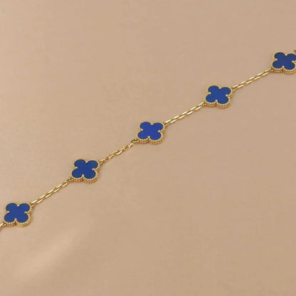 [CharmAmor]CLOVER 5 MOTIFS BLUE AGATE BRACELET