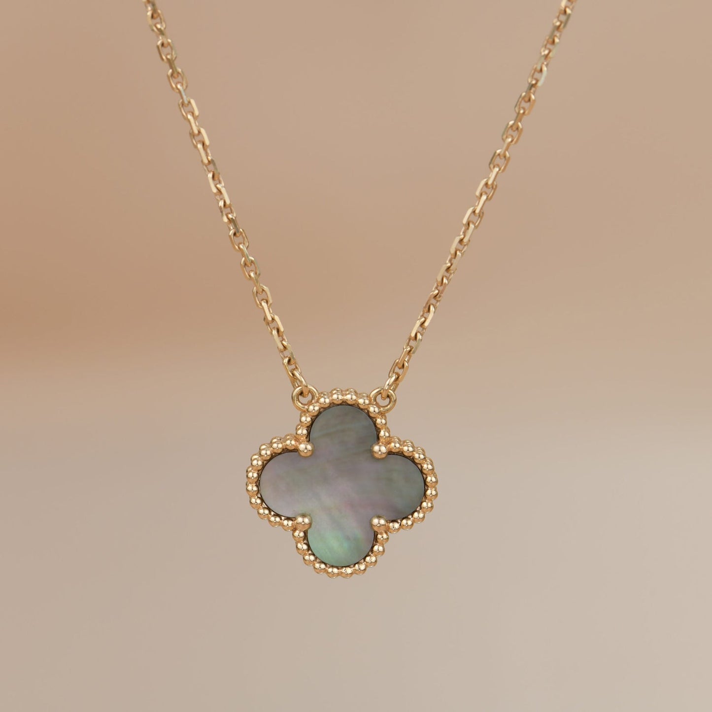 [CharmAmor]CLOVER 15MM  GRAY MOTHER OF PEARL NECKLACE