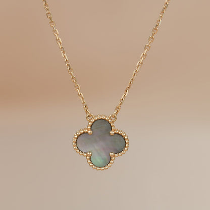 [CharmAmor]CLOVER 15MM  GRAY MOTHER OF PEARL NECKLACE