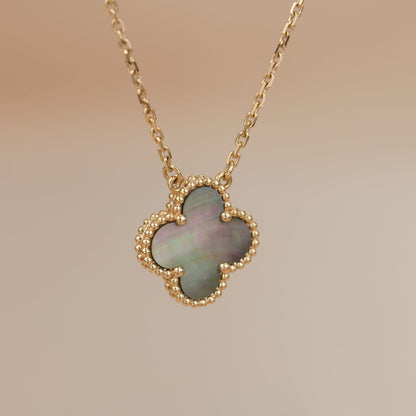 [CharmAmor]CLOVER 15MM  GRAY MOTHER OF PEARL NECKLACE