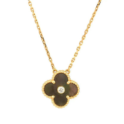 [CharmAmor]CLOVER 15MM DIAMOND AND MOTHER-OF-GREY NECKLACE