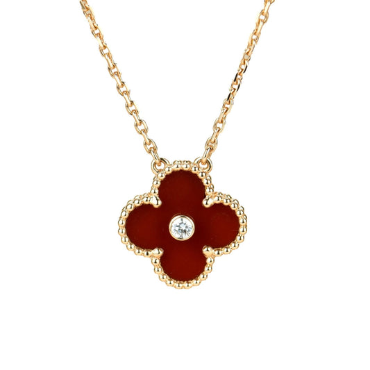 [CharmAmor]CLOVER 15MM DIAMOND CARNELIAN NECKLACE