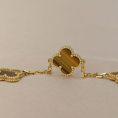 [CharmAmor]CLOVER  5 MOTIFS TIGER EYE BRACELET