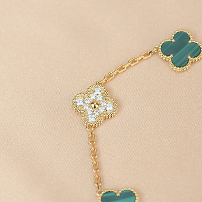 [CharmAmor] CLOVER 5 MOTIF MALACHITE BRACELET COLLECTION