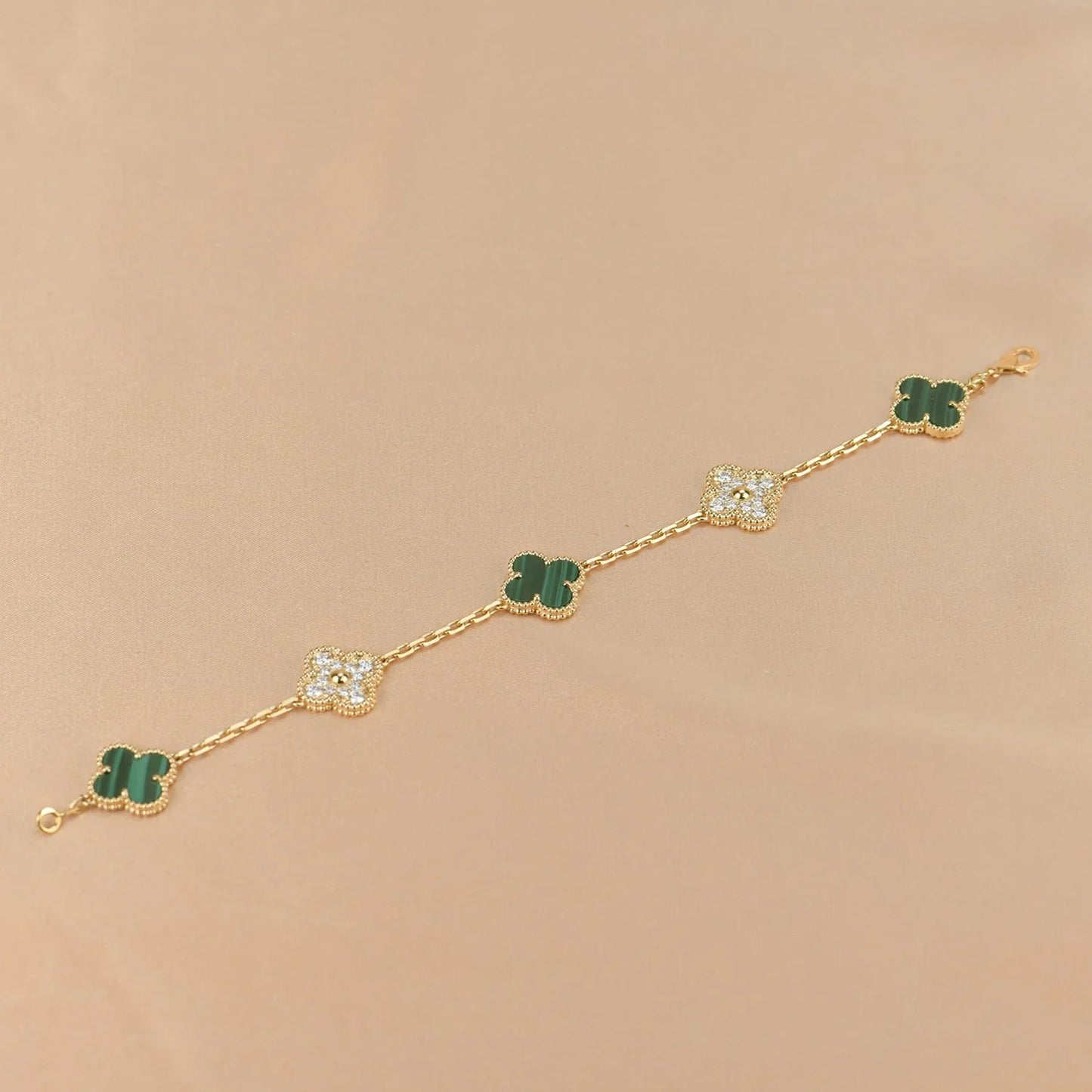 [CharmAmor] CLOVER 5 MOTIF MALACHITE BRACELET COLLECTION
