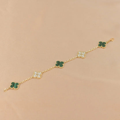 [CharmAmor] CLOVER 5 MOTIF MALACHITE BRACELET COLLECTION