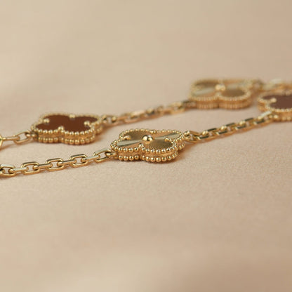 [CharmAmor]CLOVER  5 MOTIFS CARNELIAN GOLD BRACELET