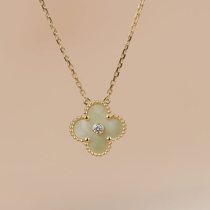 [CharmAmor]CLOVER 15MM DIAMOND GOLD MOTHER OF PEARL NECKLACE