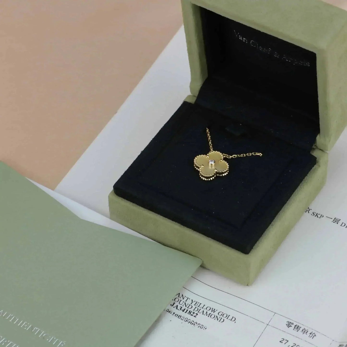 [CharmAmor]CLOVER 15MM DIAMOND GOLD MOTHER OF PEARL NECKLACE