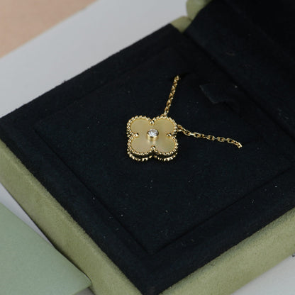 [CharmAmor]CLOVER 15MM DIAMOND GOLD MOTHER OF PEARL NECKLACE