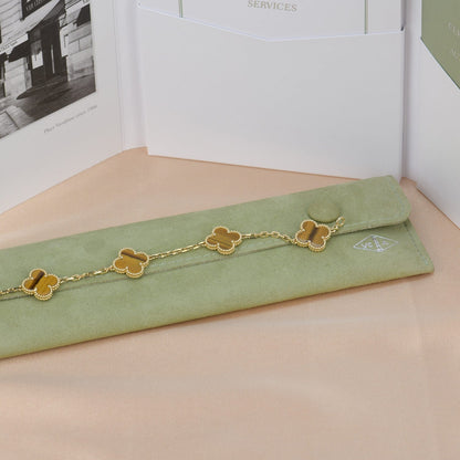 [CharmAmor]CLOVER  5 MOTIFS TIGER EYE BRACELET