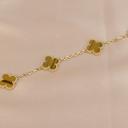 [CharmAmor]CLOVER  5 MOTIFS TIGER EYE BRACELET