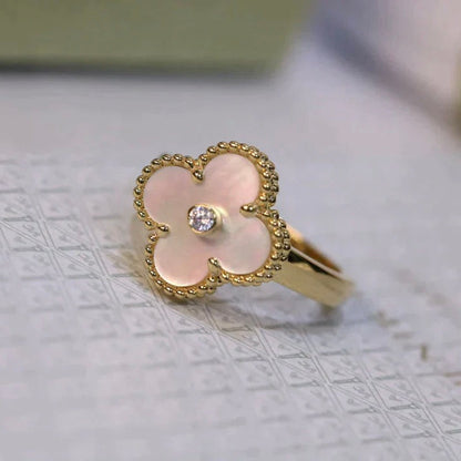 [CharmAmor]CLOVER PINK MOP RING GOLD DIAMOND