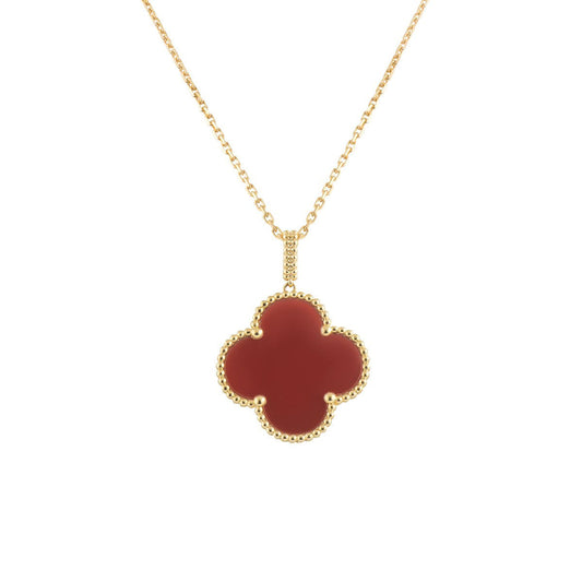 [CharmAmor]CLOVER 25MM NECKLACE GOLD CARNELIAN