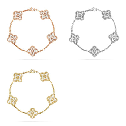 [CharmAmor] CLOVER 5 MOTIF FULL DIAMOND BRACELET COLLECTION