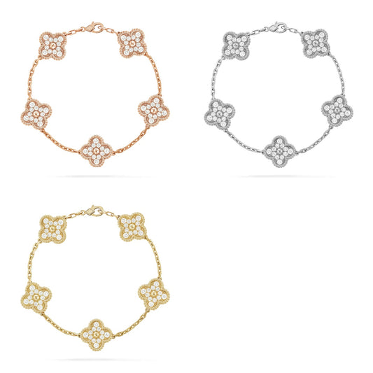 [CharmAmor] CLOVER 5 MOTIF FULL DIAMOND BRACELET COLLECTION