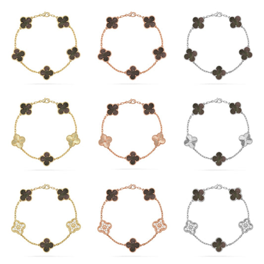 [CharmAmor] CLOVER 5 MOTIF GRAY MOP BRACELET COLLECTION
