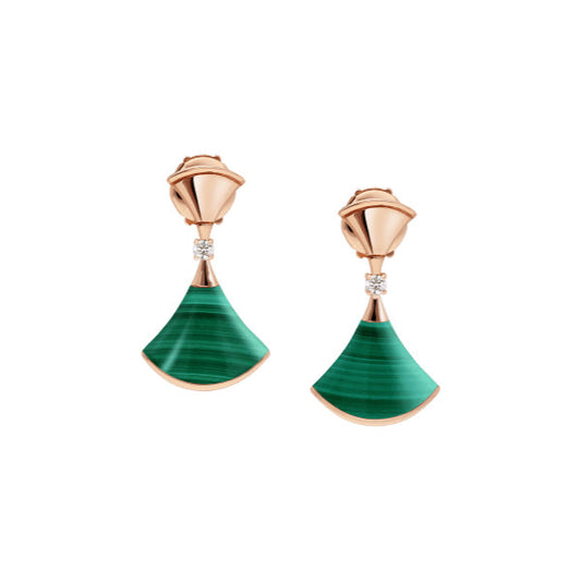 [CharmAmor]DREAM MALACHITE PINK GOLD EARRINGS