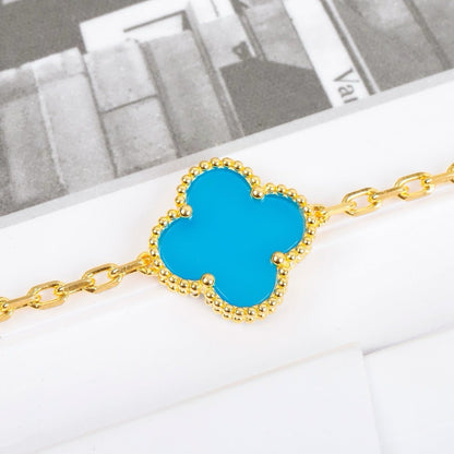 [CharmAmor]CLOVER 5 MOTIFS TURQUOISE BRACELET