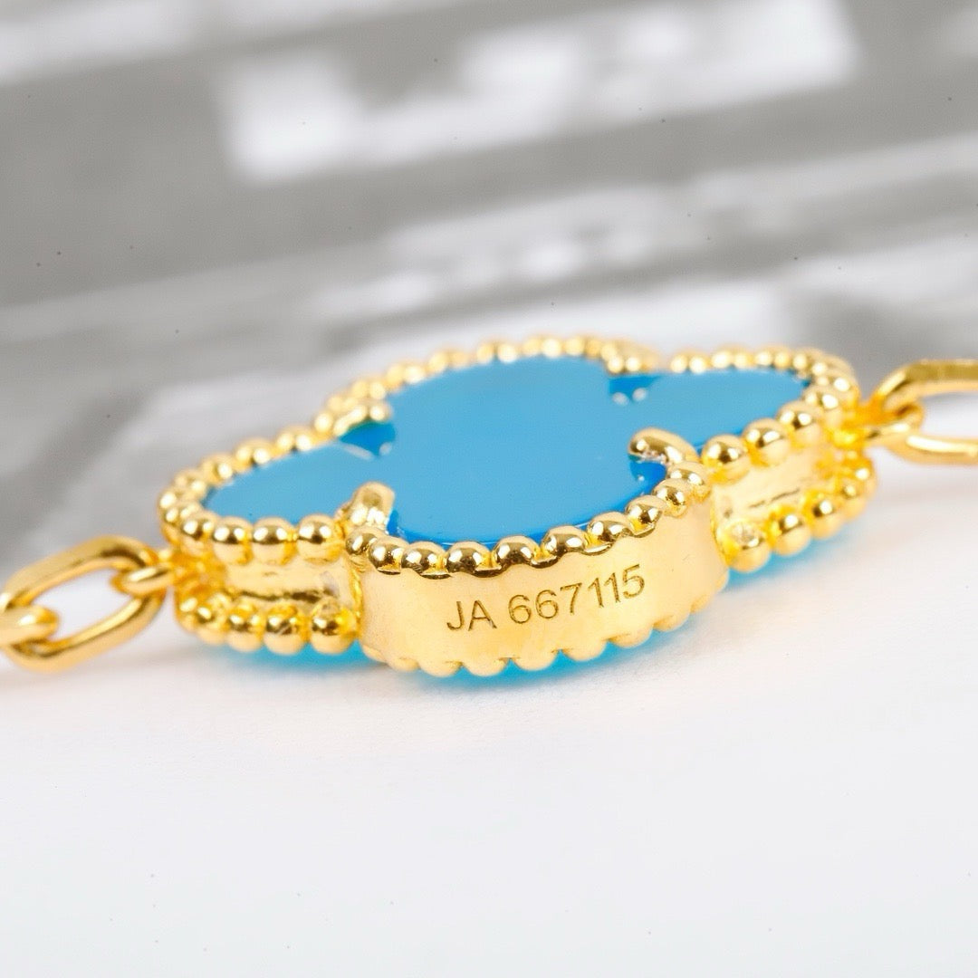 [CharmAmor]CLOVER 5 MOTIFS TURQUOISE BRACELET