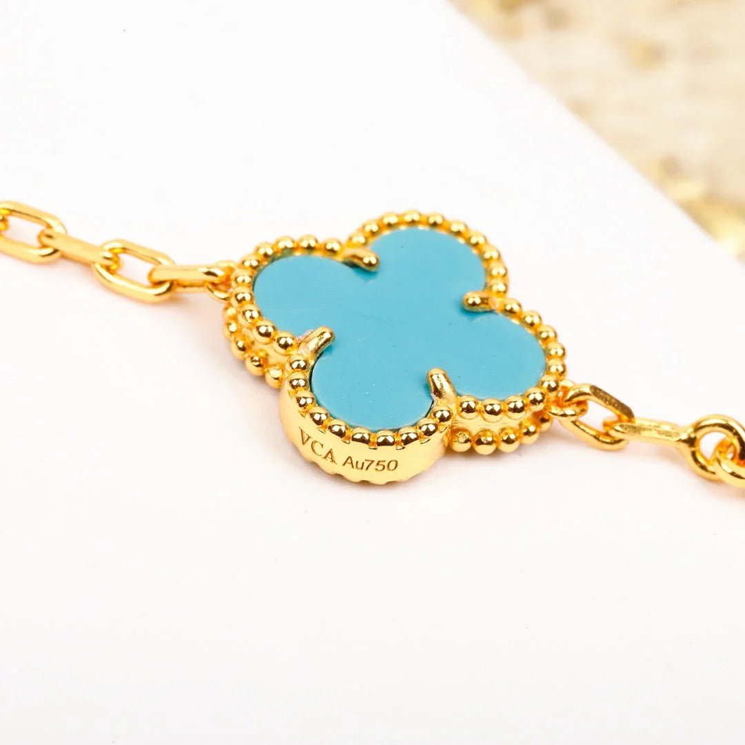 [CharmAmor] CLOVER 5 MOTIF TURQUOISE BRACELET COLLECTION