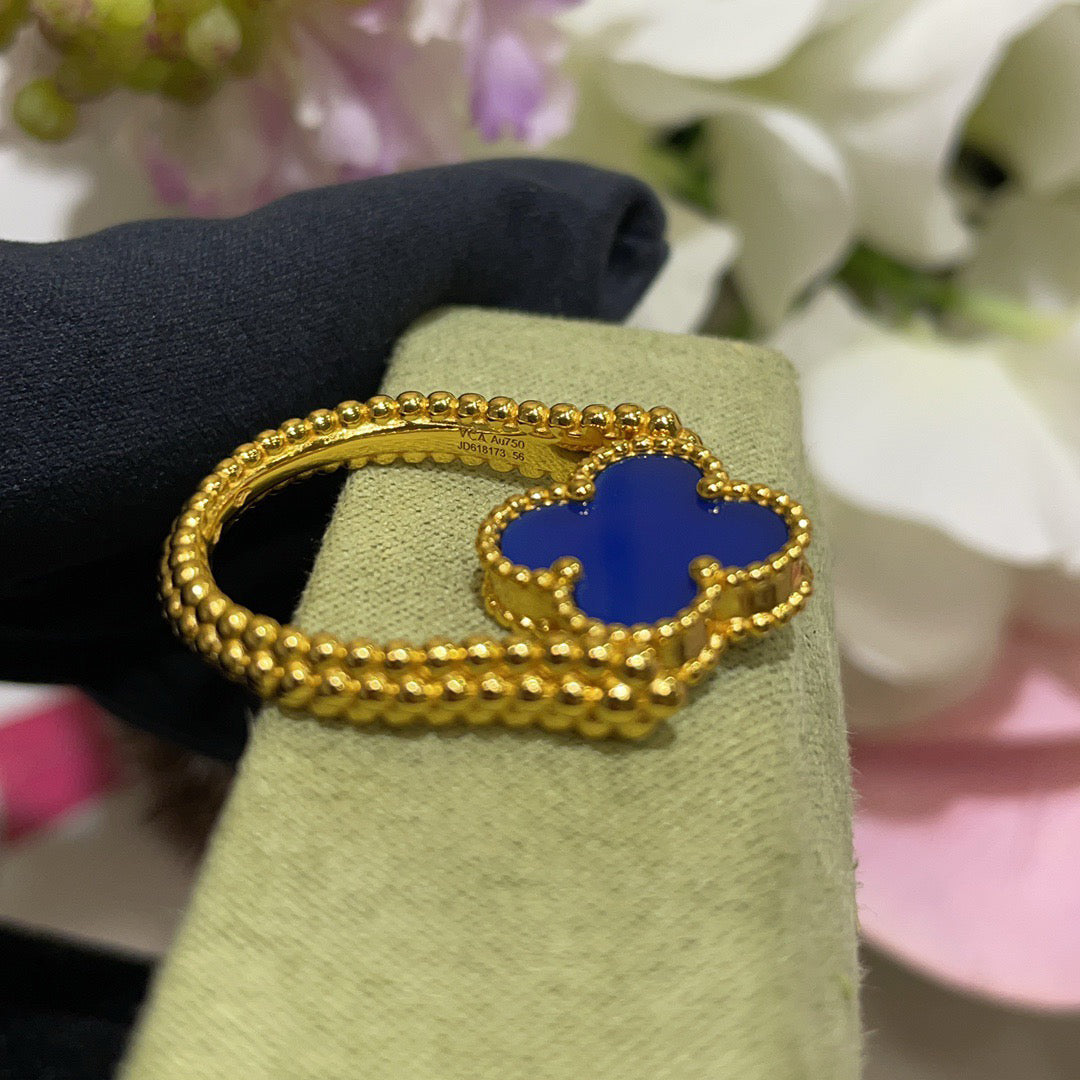 [CharmAmor]CLOVER RIVERSIBLE BLUE AGATE RING