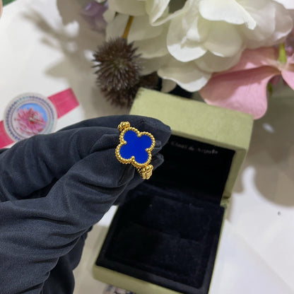 [CharmAmor]CLOVER RIVERSIBLE BLUE AGATE RING