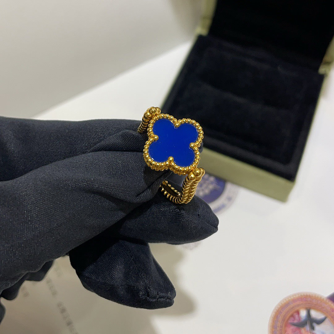 [CharmAmor]CLOVER RIVERSIBLE BLUE AGATE RING