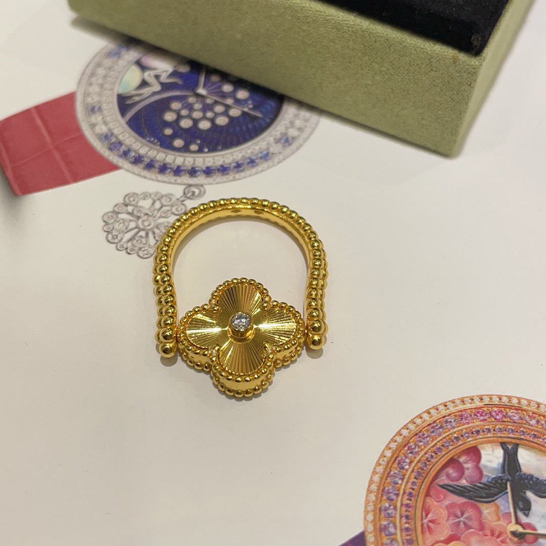 [CharmAmor]CLOVER RIVERSIBLE BLUE AGATE RING
