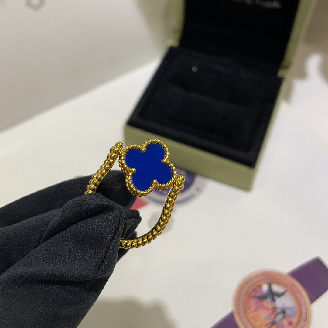 [CharmAmor]CLOVER RIVERSIBLE BLUE AGATE RING