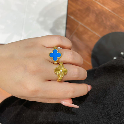 [CharmAmor]CLOVER RIVERSIBLE BLUE AGATE RING