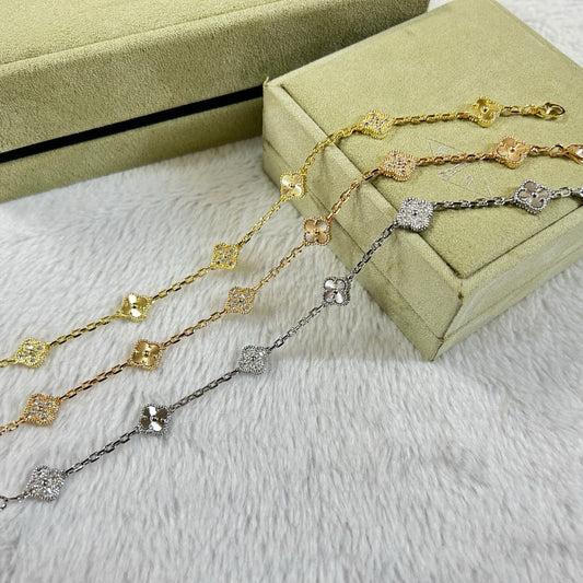 [CharmAmor]CLOVER 6 MOTIF DIAMOND LASER BRACELET